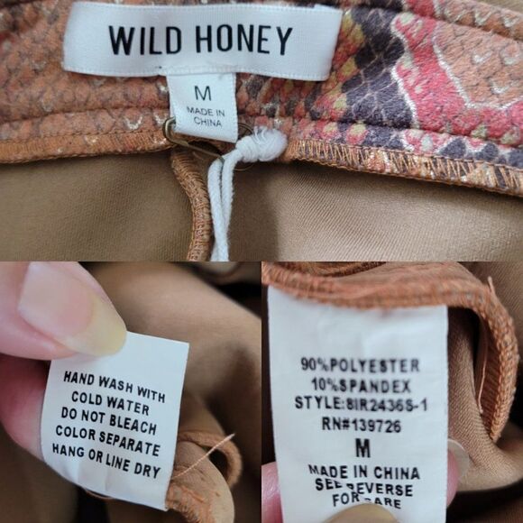 Wild Honey Romper Metallic Scuba Plunging V Daisy Dukes Snake Print Rust Sz M - Picture 4 of 12